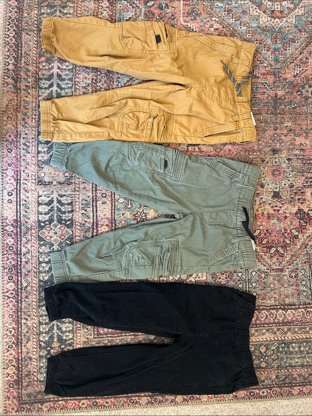 Wrangler Boys Cargo Pants - Mustard, green & and Black Pants